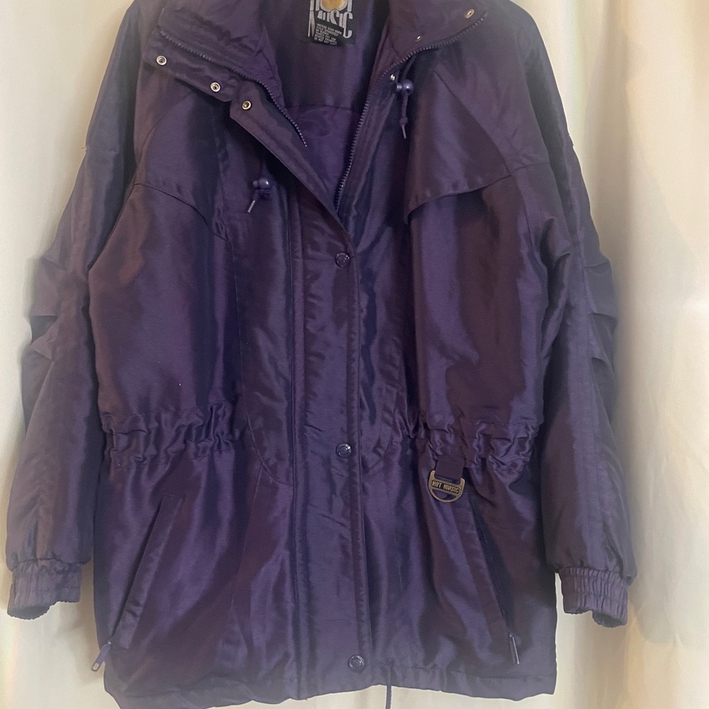 Vintage HOT MUSIC Women's Purple Jacket w/drawstring, size large